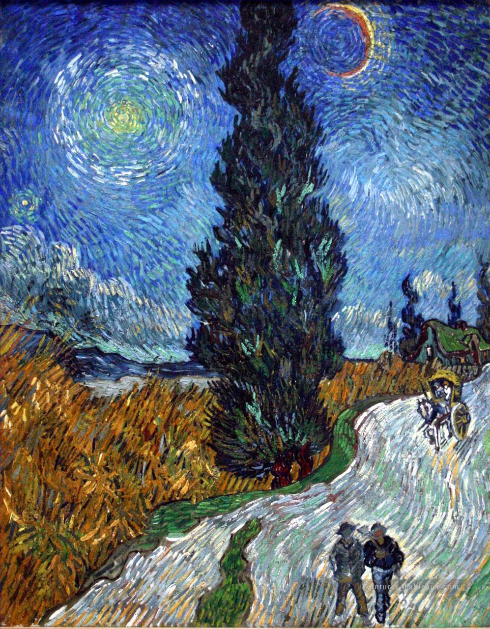 Route avec les cyprès 3 Vincent van Gogh Peintures à l'huile